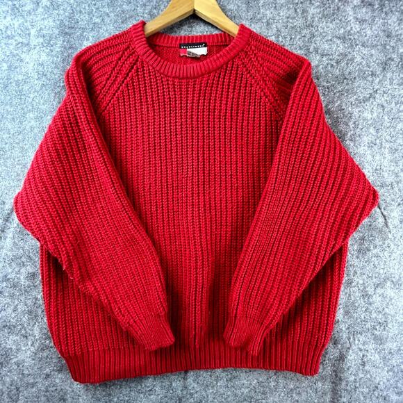 Vintage Headliners Sweater Womens XL Red Thick Knit 90s Crew Neck Pullover - Picture 1 of 6